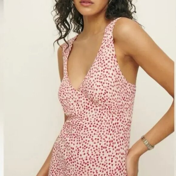 NWT Reformation | Ivory & Red Beauden Sleeveless Midi Dress Alma Floral Dot XL - Picture 3 of 16